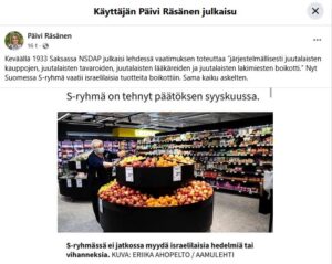 S-ryhmän Israel-boikotti sai aikaan somemyrskyn